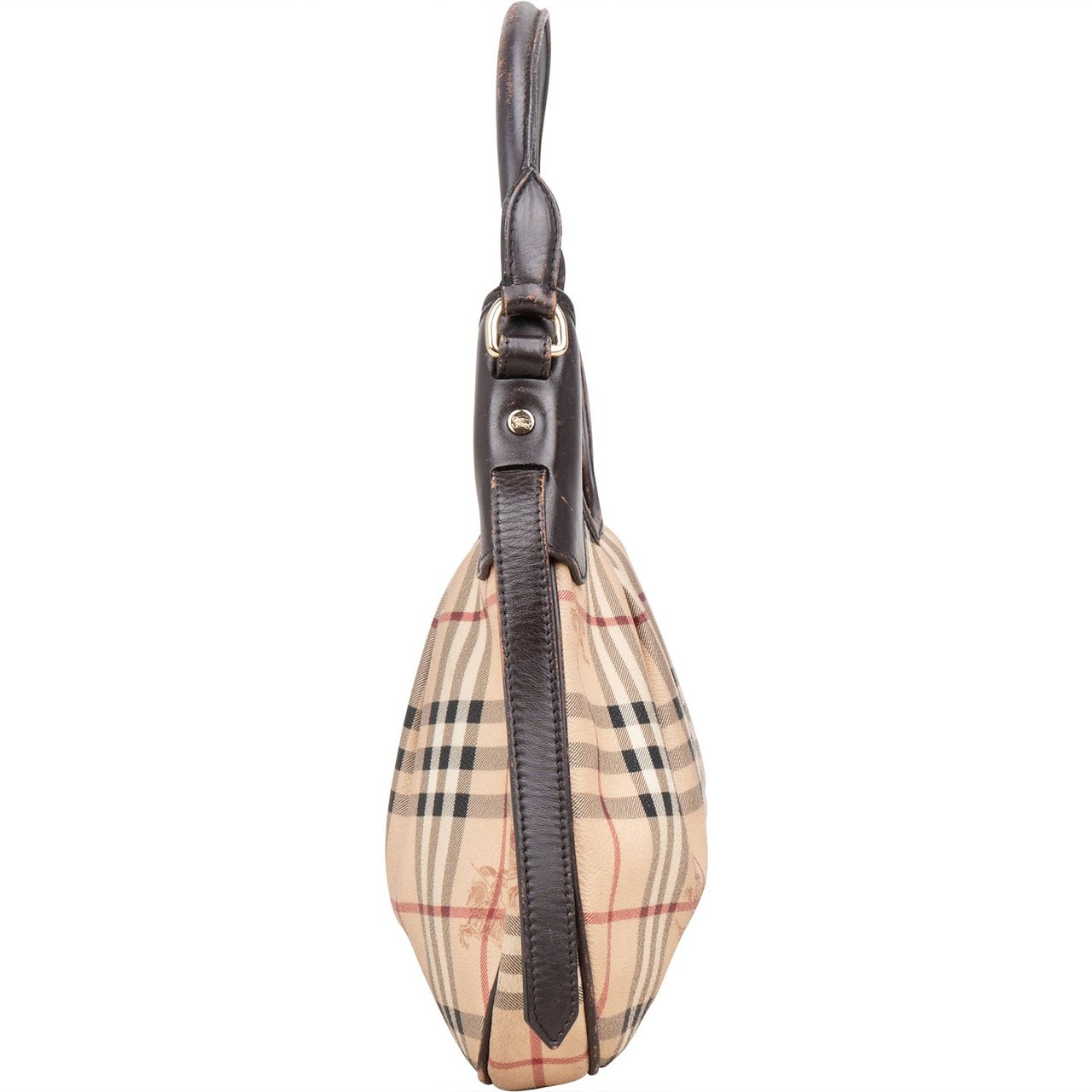 Burberry Haymarket Check Brooklyn Hobo Shoulder Bag Beige