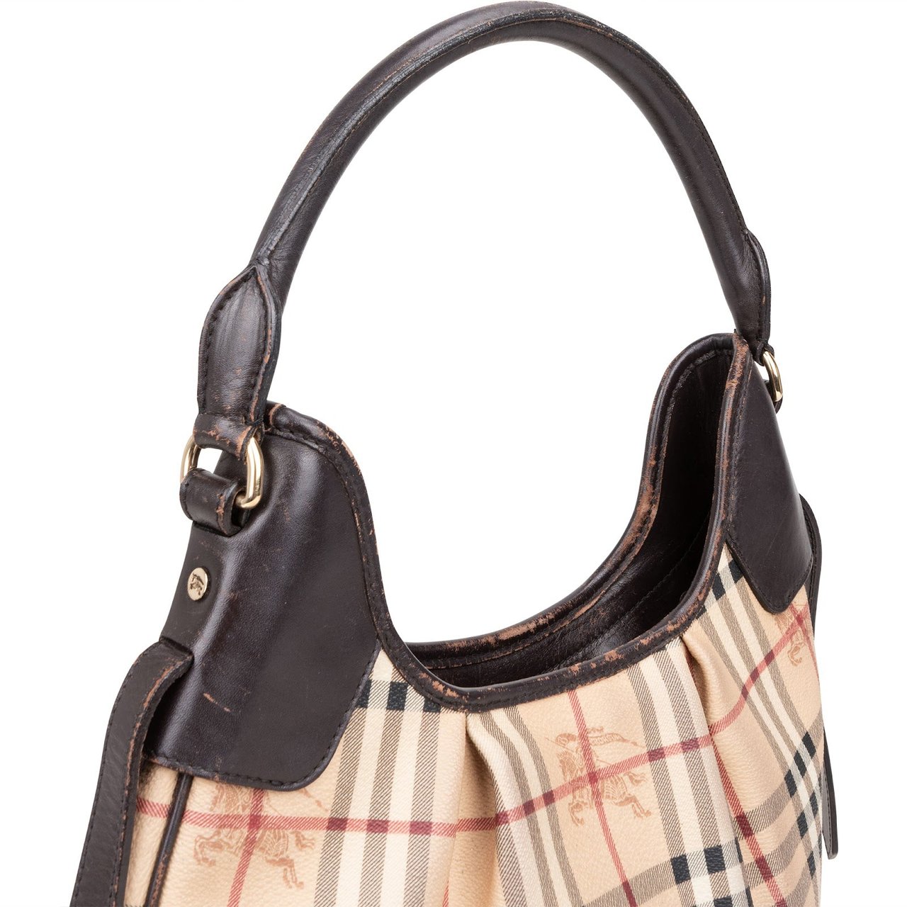 Burberry Haymarket Check Brooklyn Hobo Shoulder Bag Beige