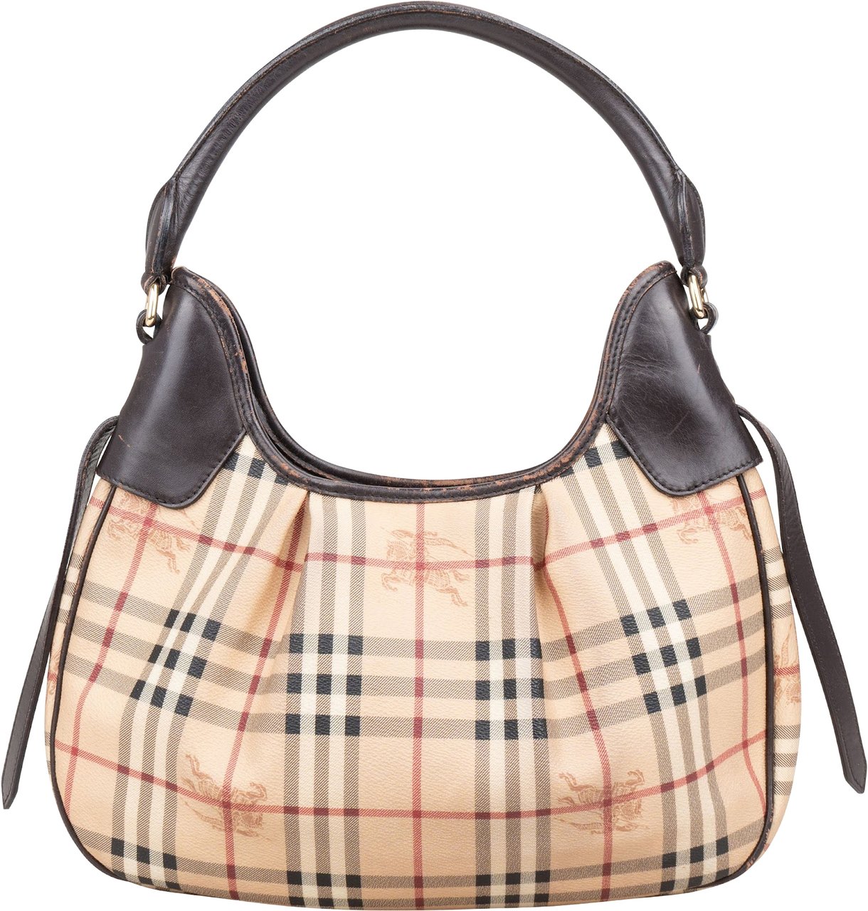 Burberry Haymarket Check Brooklyn Hobo Shoulder Bag Beige
