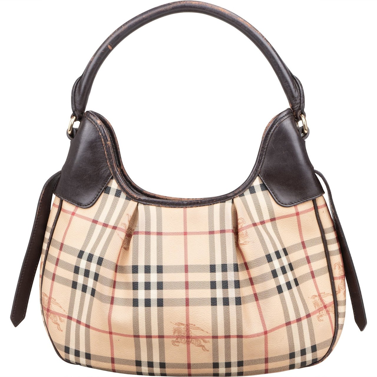 Burberry Haymarket Check Brooklyn Hobo Shoulder Bag Beige