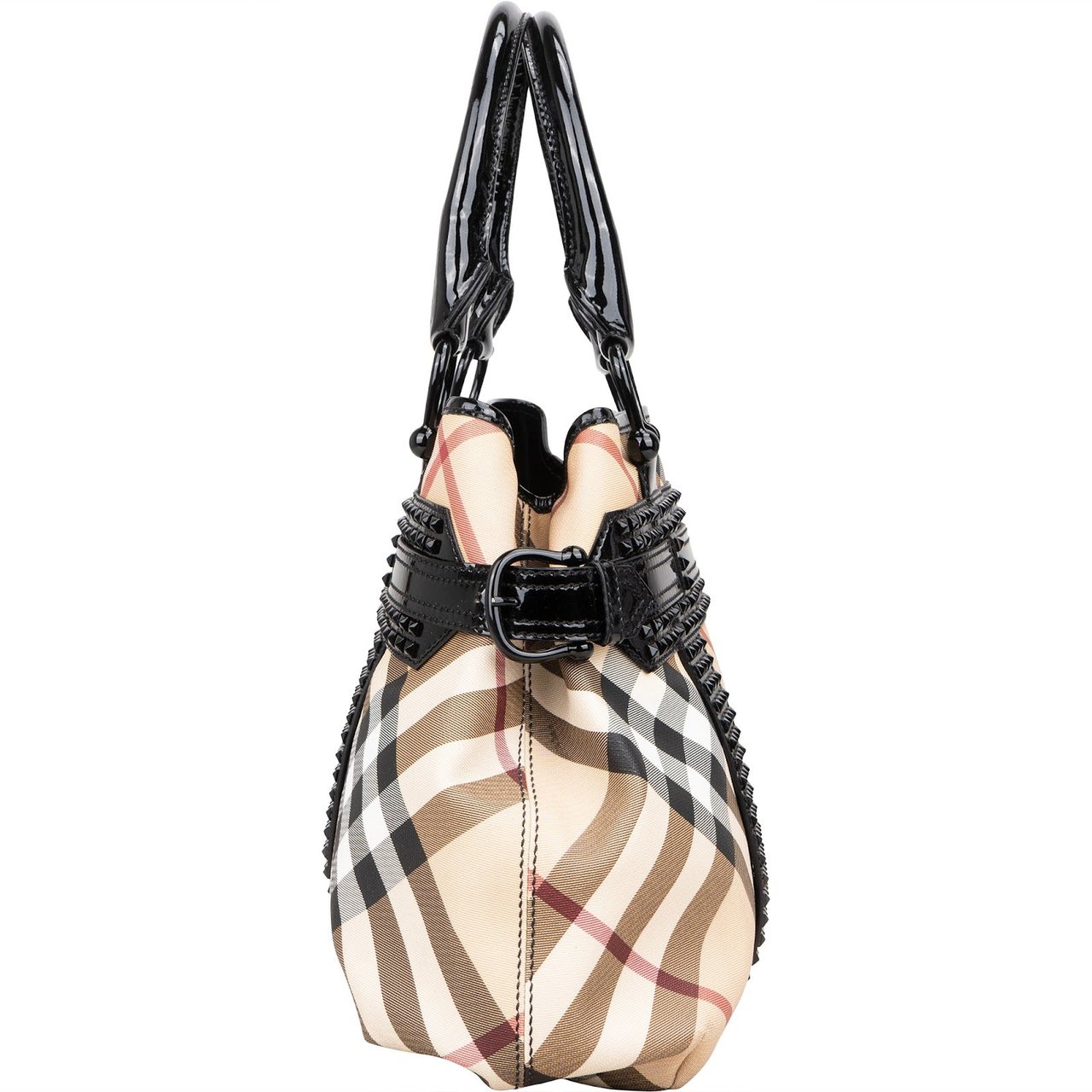 Burberry Burberry Nova-Check Studded Knight Hobo Handbag Beige