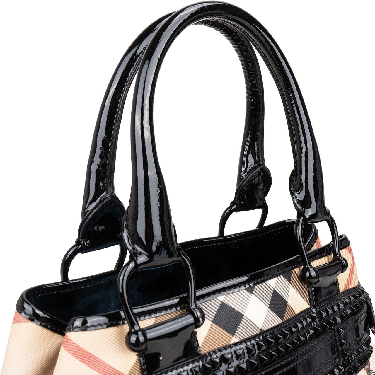 Burberry Nova-Check Studded Knight Hobo Handbag Beige