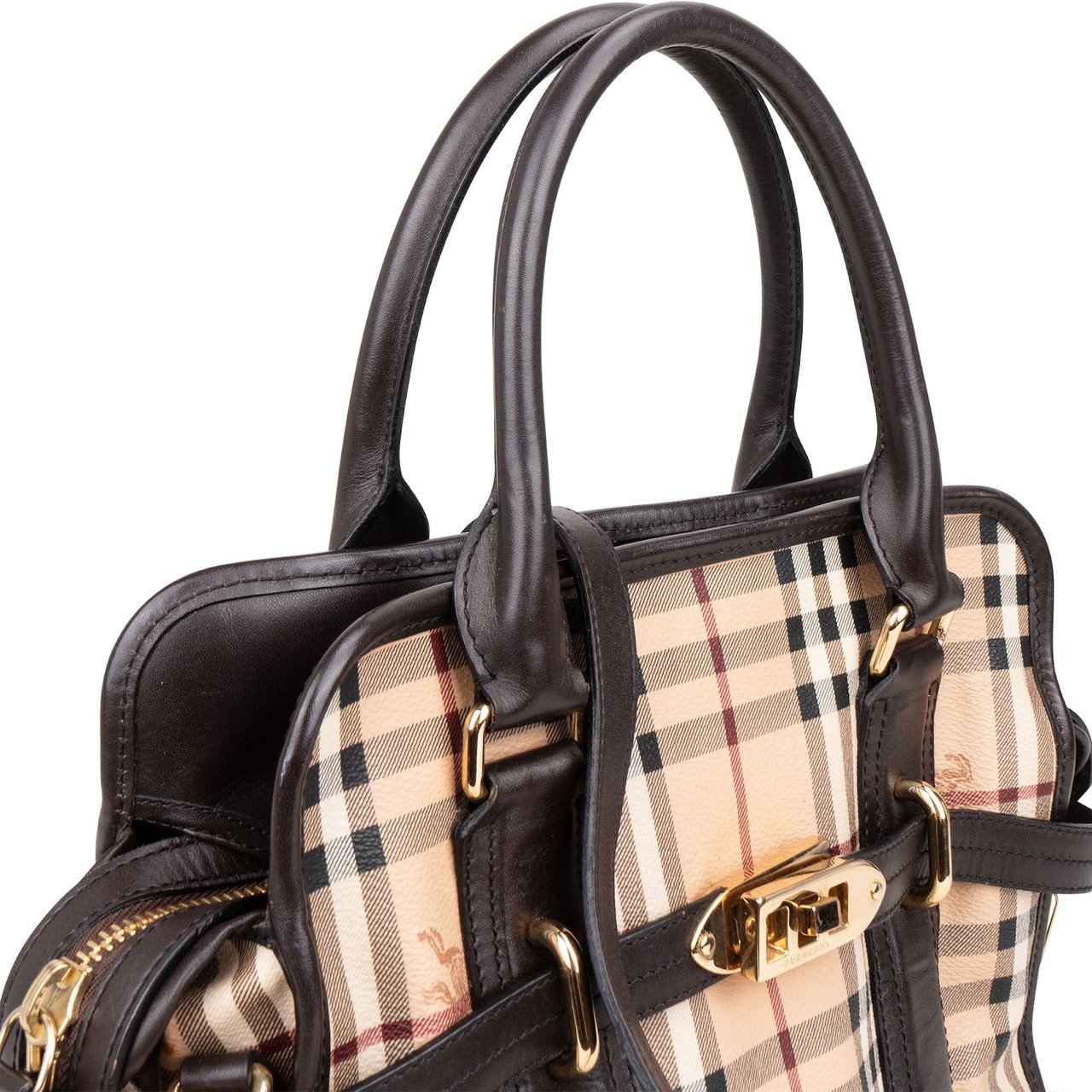 Burberry Burberry Haymarket Check Minford Satchel Handbag Beige