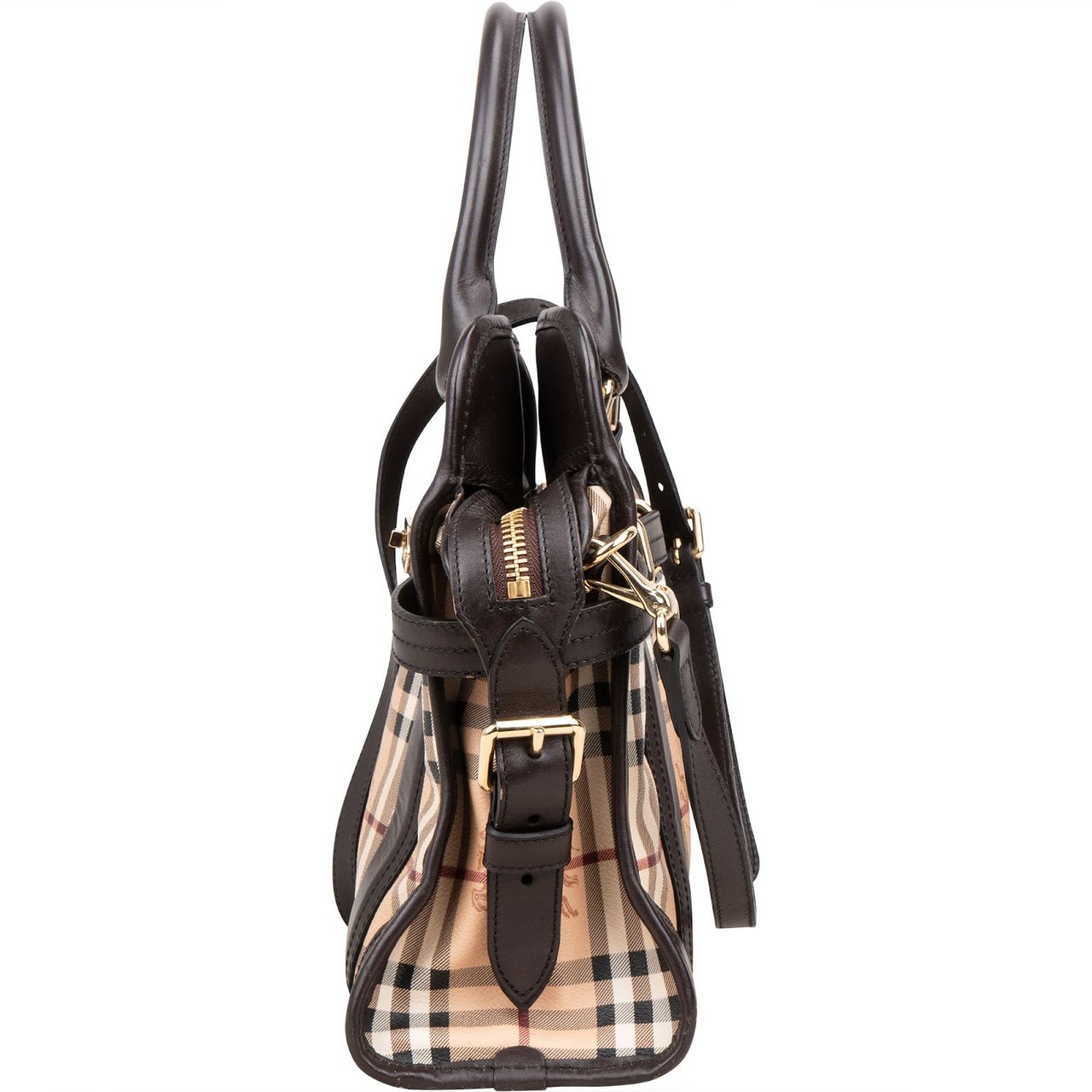 Burberry Burberry Haymarket Check Minford Satchel Handbag Beige