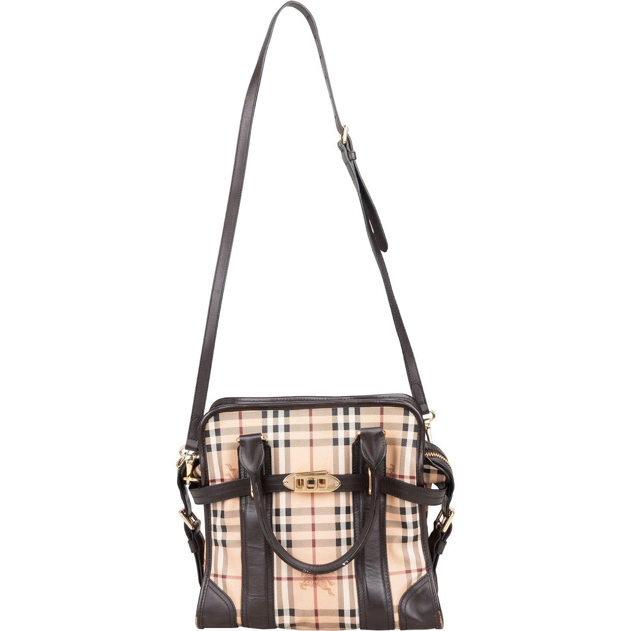 Burberry Burberry Haymarket Check Minford Satchel Handbag Beige