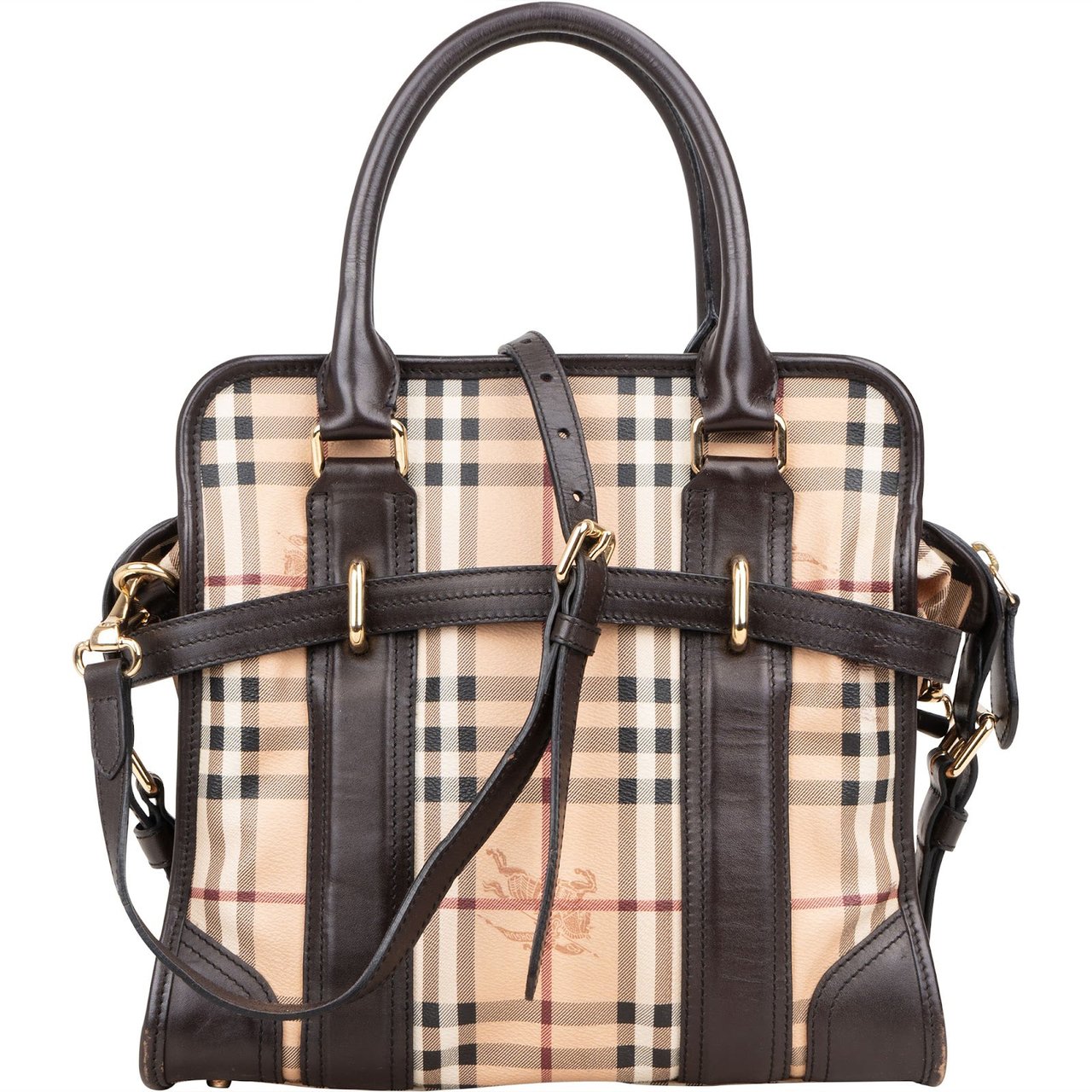Burberry Haymarket Check Minford Satchel Handbag Beige