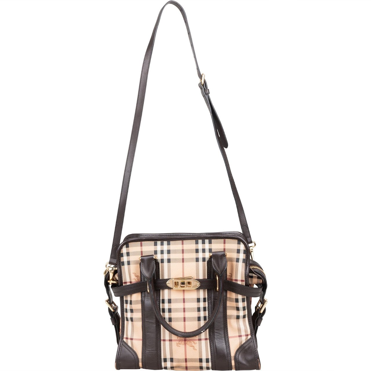 Burberry Haymarket Check Minford Satchel Handbag Beige
