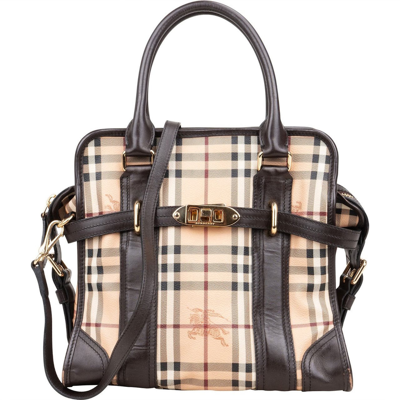 Burberry Burberry Haymarket Check Minford Satchel Handbag Beige