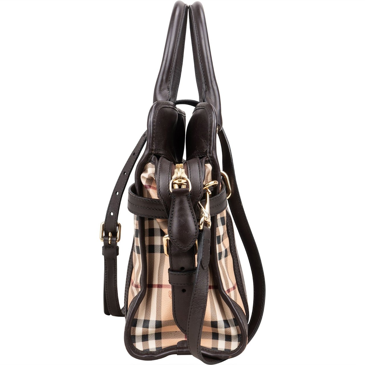 Burberry Burberry Haymarket Check Minford Satchel Handbag Beige