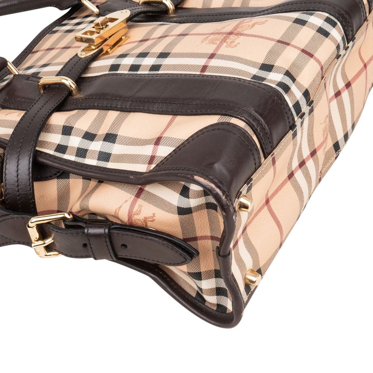 Burberry Burberry Haymarket Check Minford Satchel Handbag Beige