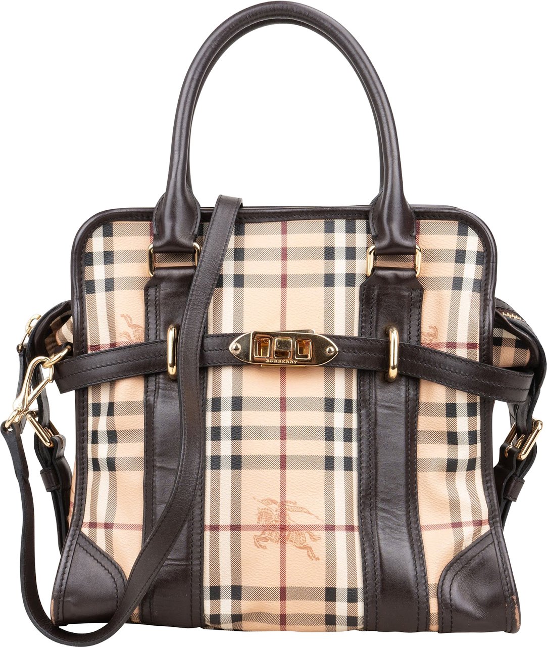Burberry Haymarket Check Minford Satchel Handbag Beige