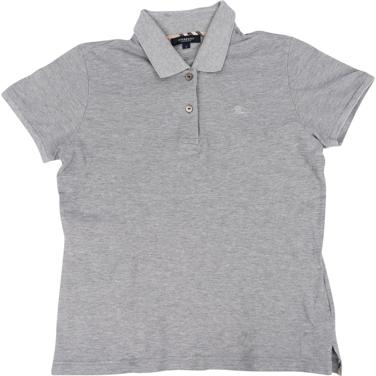 Burberry Burberry Grey Cotton Equestrian Knight Emblem Women Polo Shirt (2) Divers