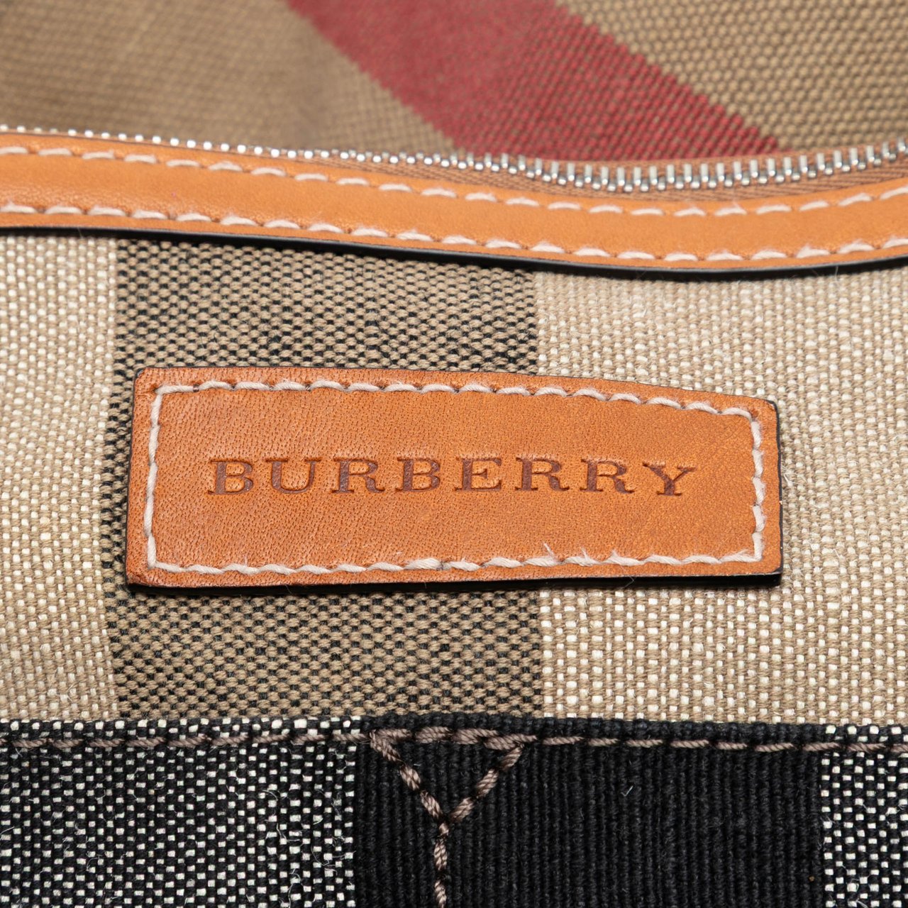 Burberry Medium Mega Check Canvas Ashby Bucket Bag Bruin
