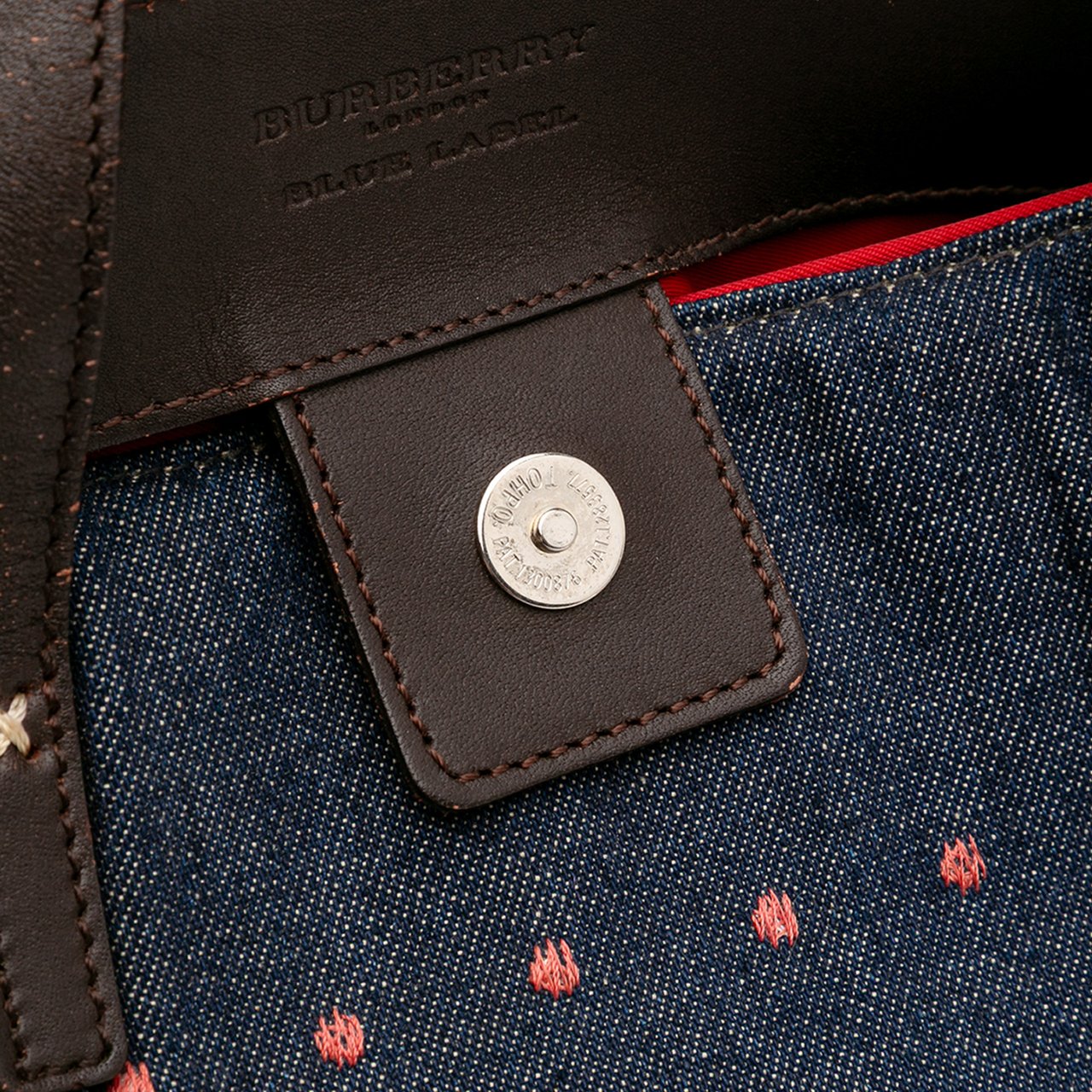 Burberry Embroidered Denim Tote Blauw