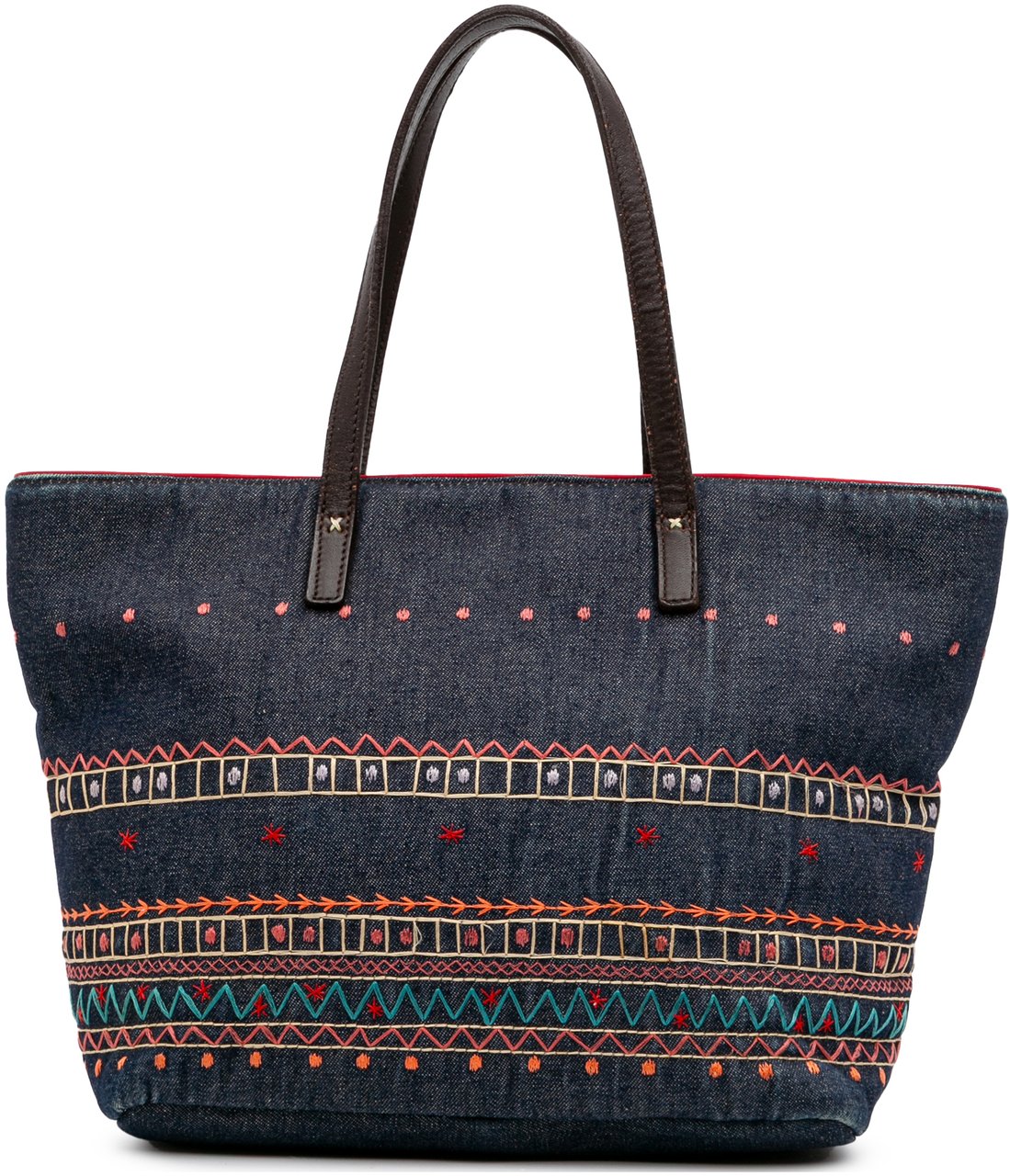 Burberry Embroidered Denim Tote Blauw