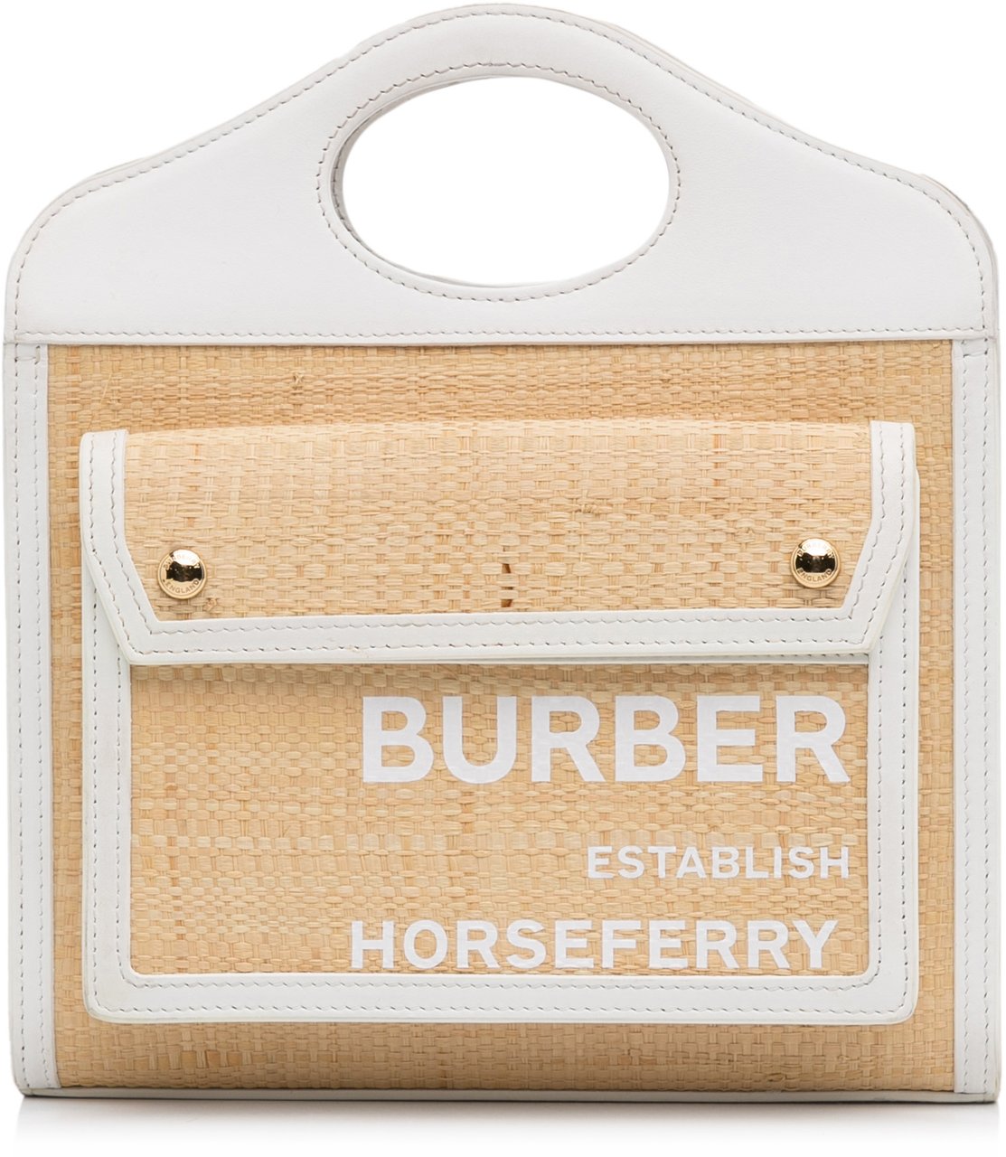 Burberry Pocket Raffia Satchel Bruin