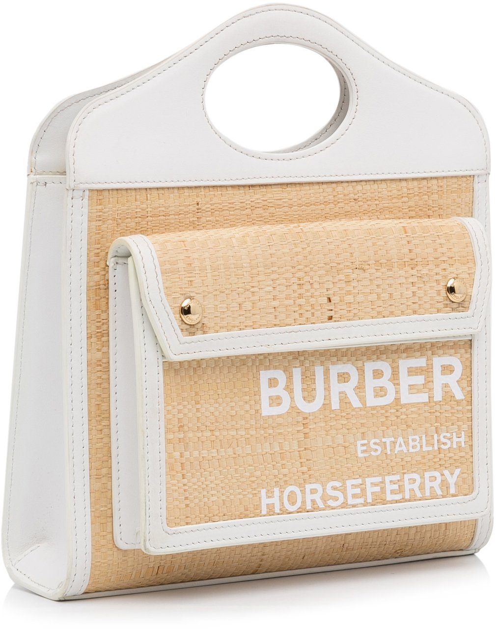 Burberry Pocket Raffia Satchel Bruin