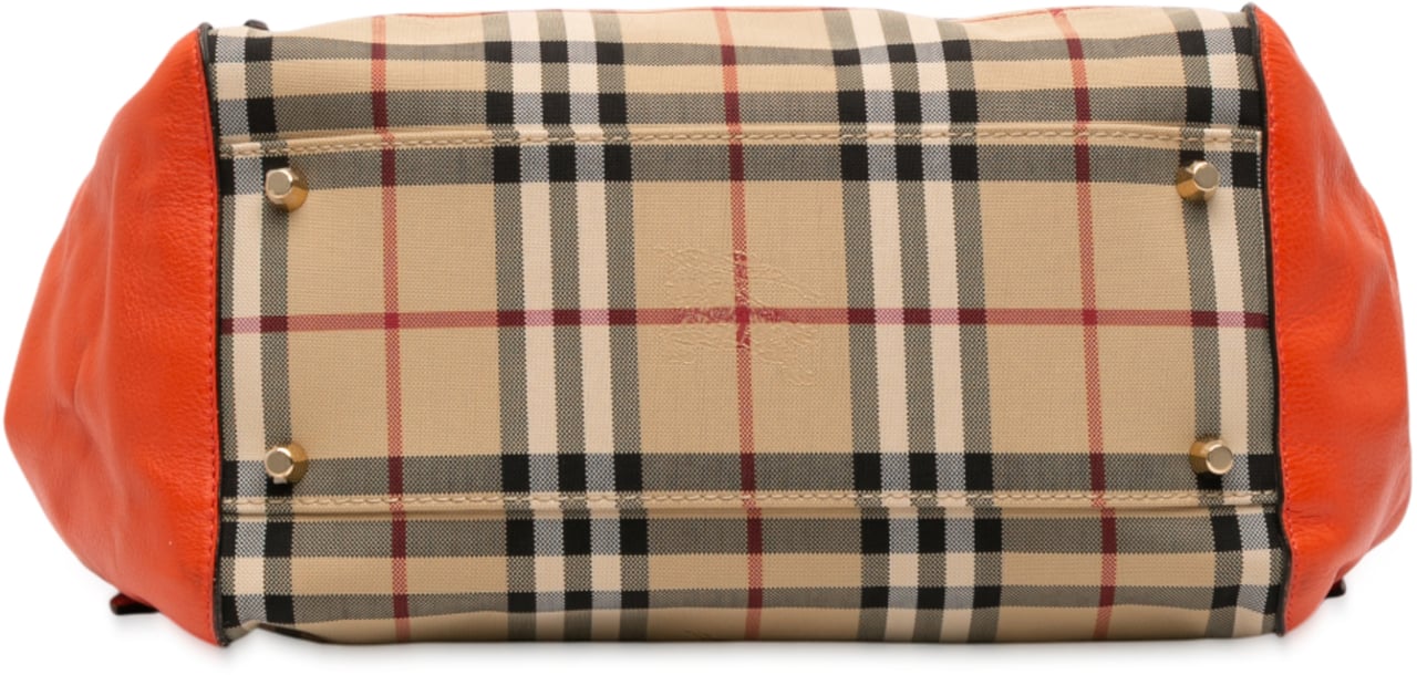 Burberry Small Haymarket Check Canvas and Leather Canterbury Tote Bruin
