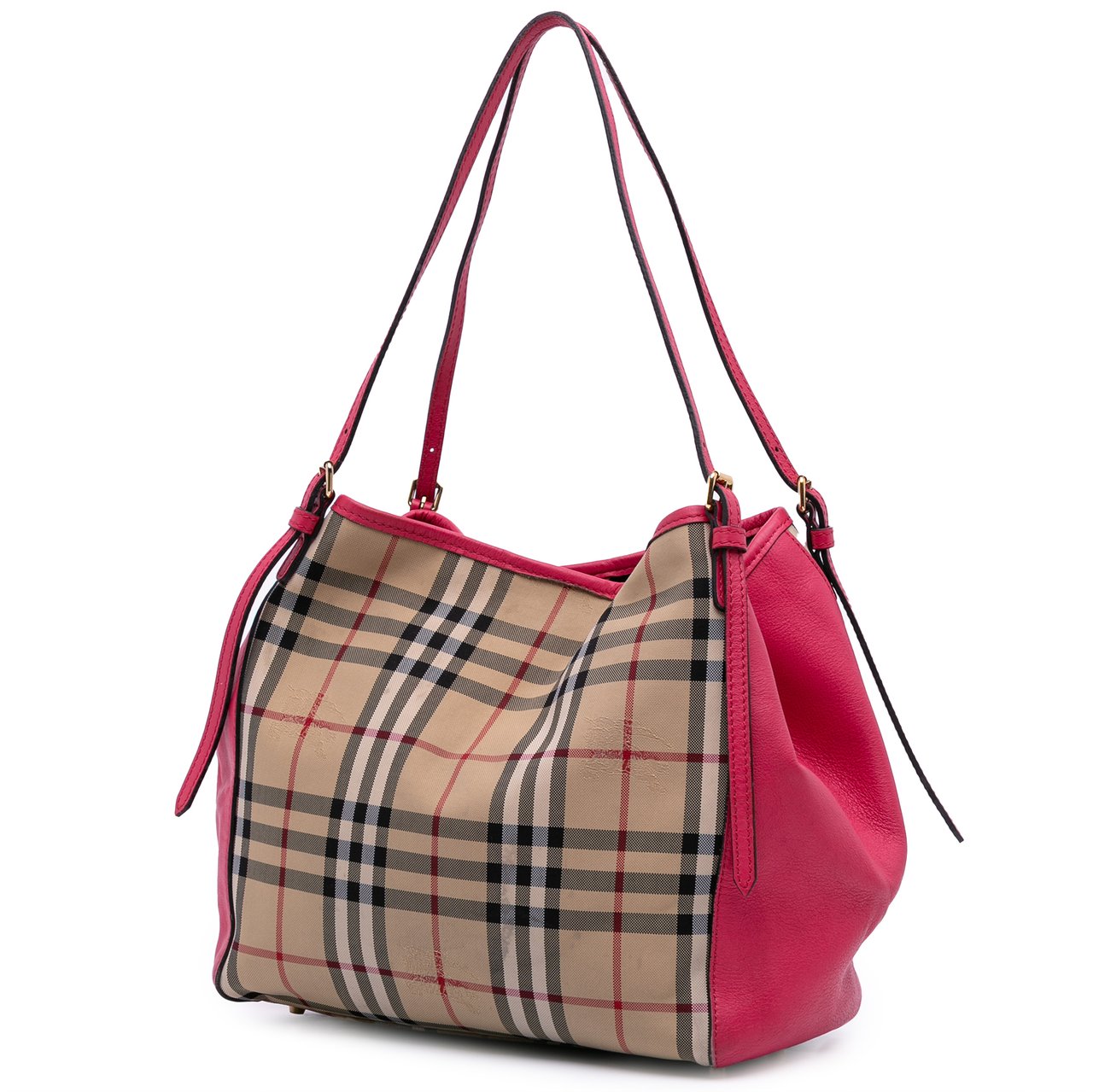 Burberry Small Haymarket Check Canvas and Leather Canterbury Tote Bruin