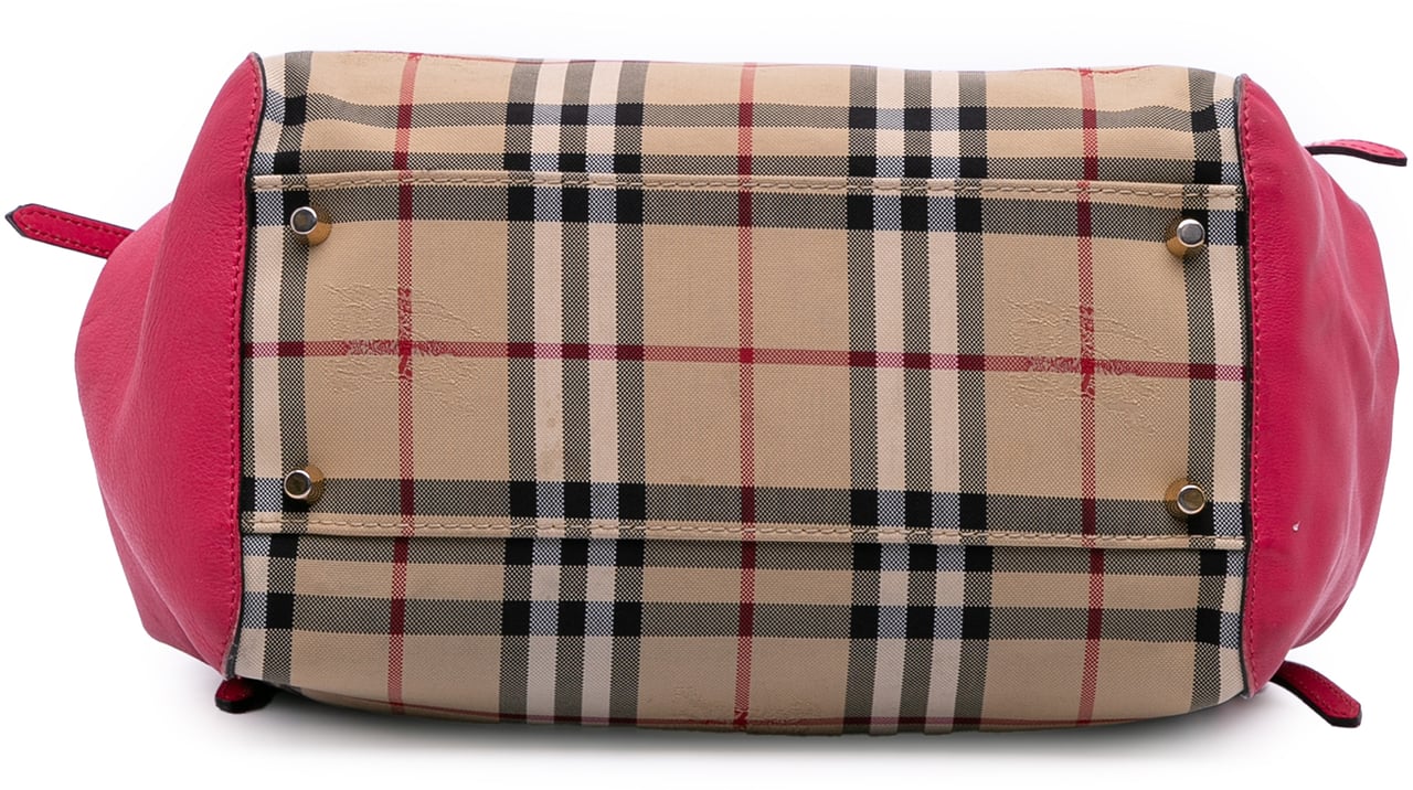 Burberry Small Haymarket Check Canvas and Leather Canterbury Tote Bruin