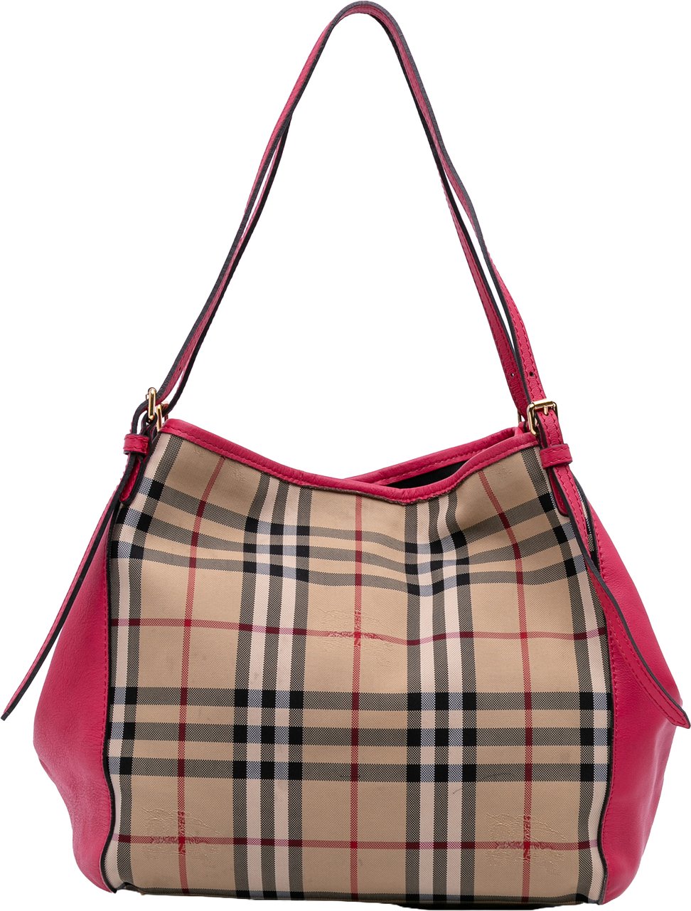 Burberry Small Haymarket Check Canvas and Leather Canterbury Tote Bruin