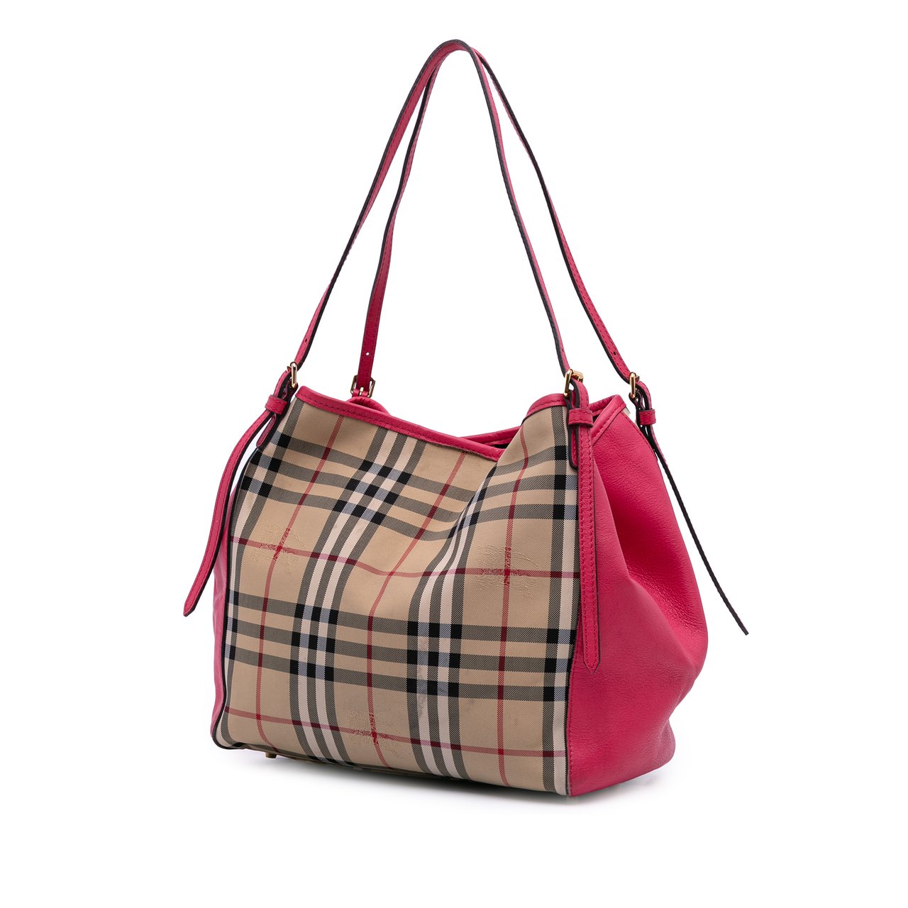 Burberry Small Haymarket Check Canvas and Leather Canterbury Tote Bruin
