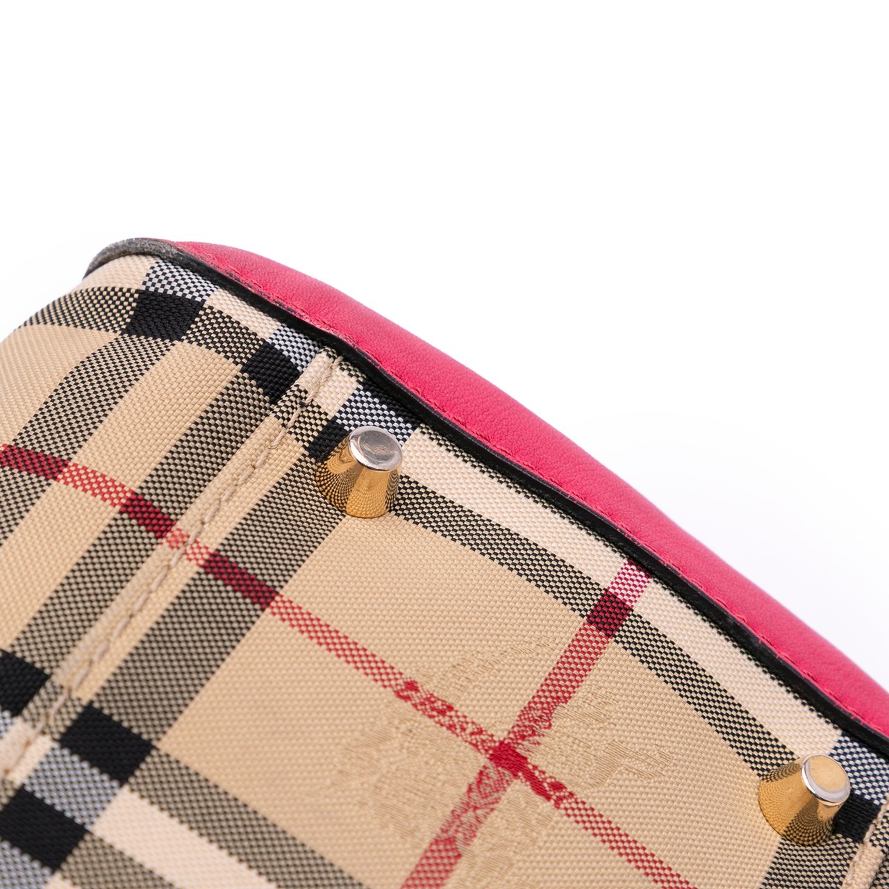 Burberry Small Haymarket Check Canvas and Leather Canterbury Tote Bruin