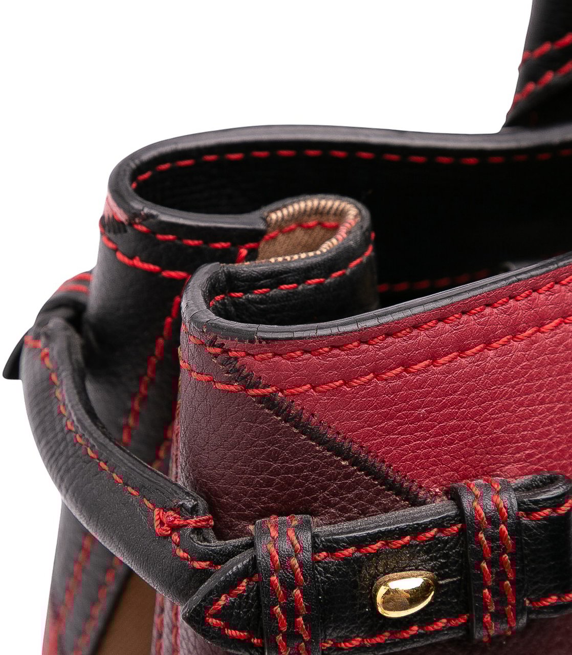 Burberry Medium Leather Patchwork and House Check Banner Satchel Rood