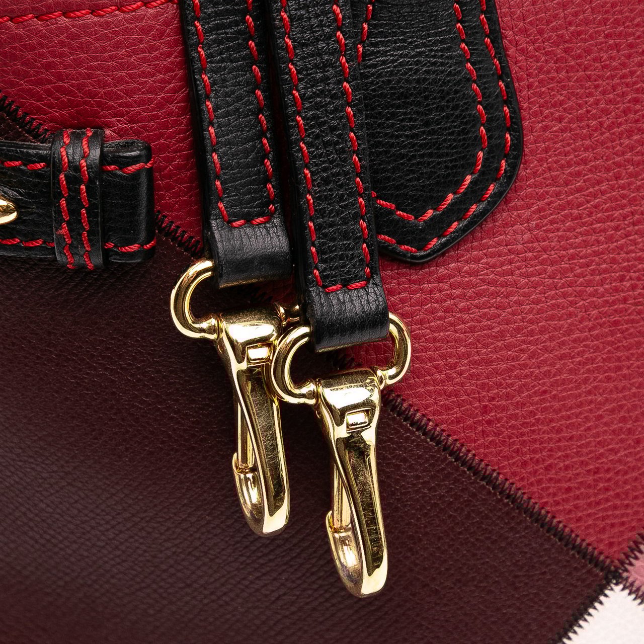 Burberry Medium Leather Patchwork and House Check Banner Satchel Rood