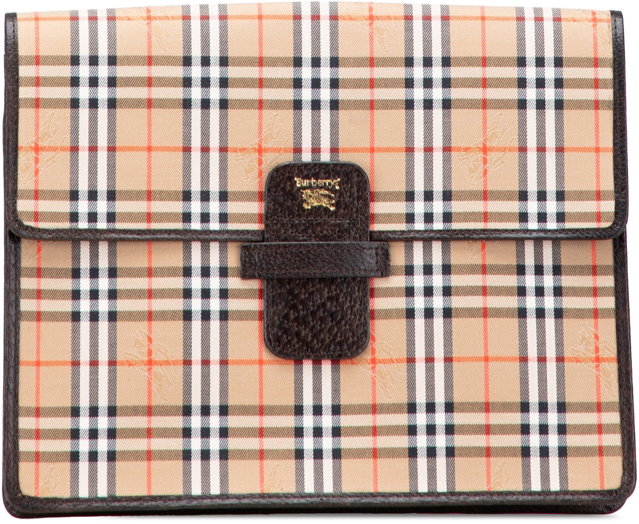 Burberry Haymarket Check Canvas Clutch Bruin