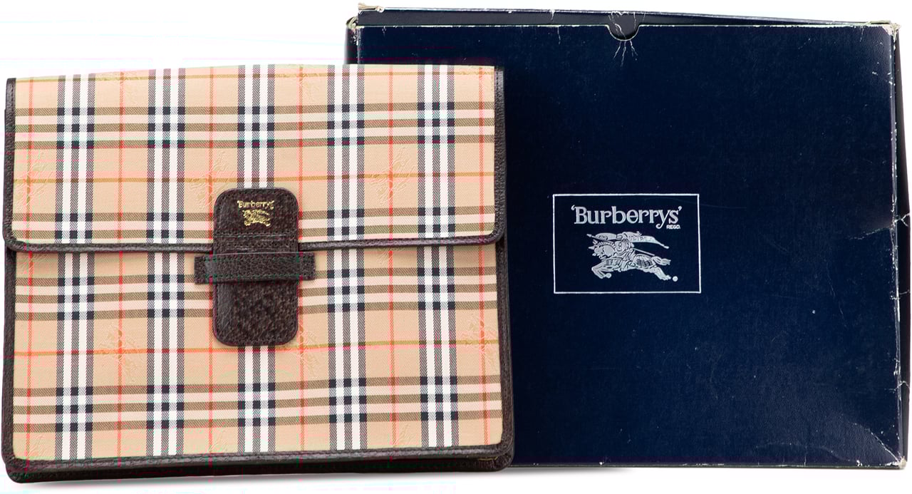 Burberry Haymarket Check Canvas Clutch Bruin