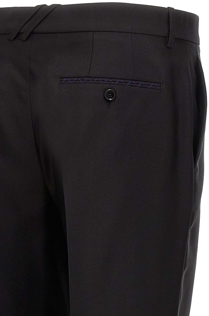 Burberry Black Virgin Wool Dress Pants Zwart