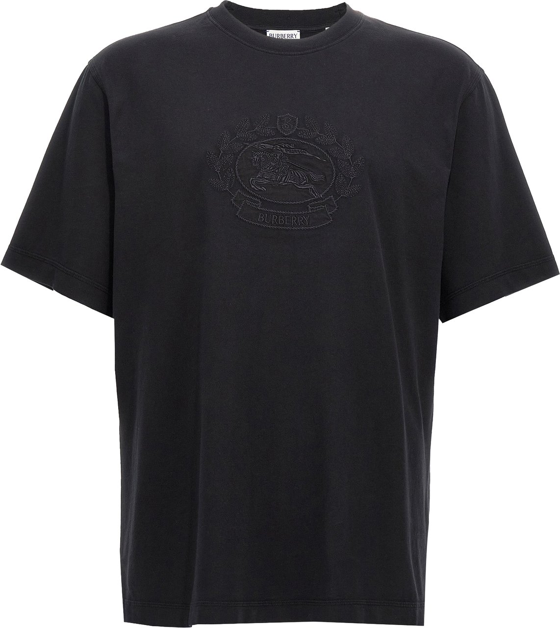 Burberry Black Cotton T-Shirt Zwart