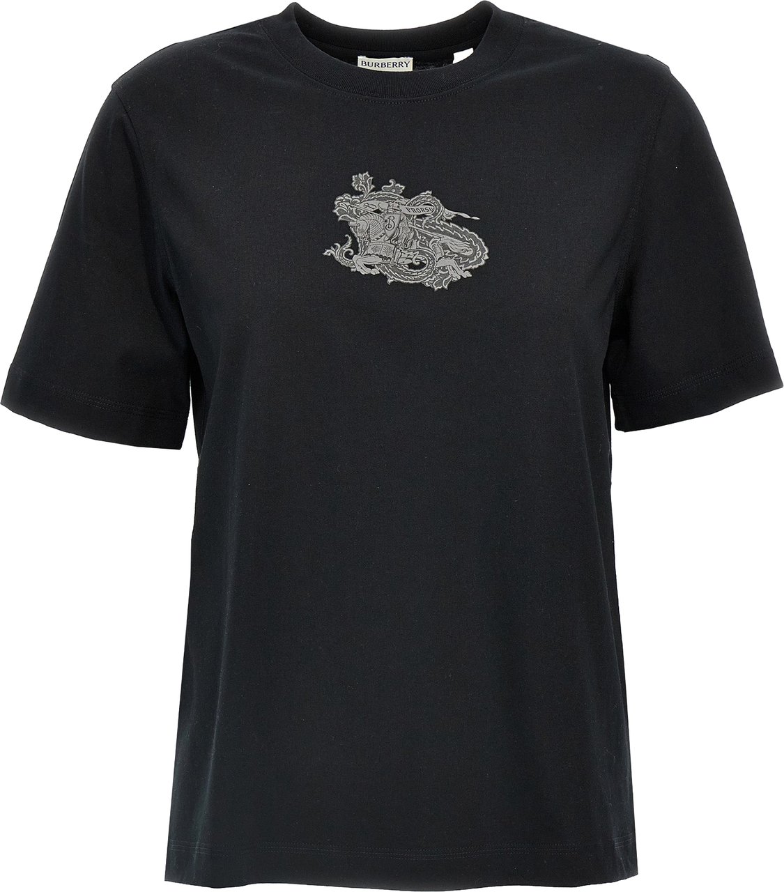 Burberry Black Cotton T-Shirt Zwart