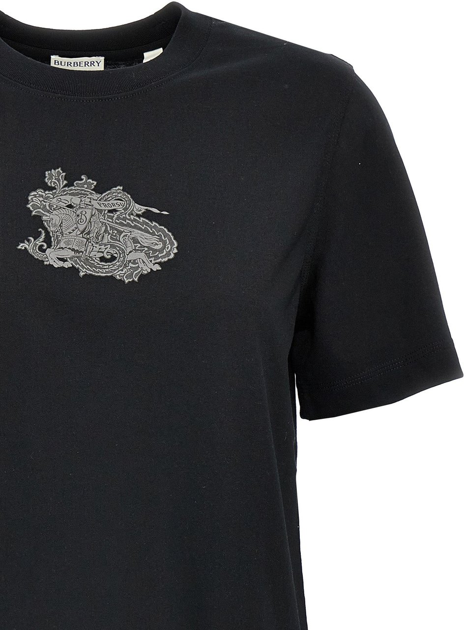 Burberry Black Cotton T-Shirt Zwart