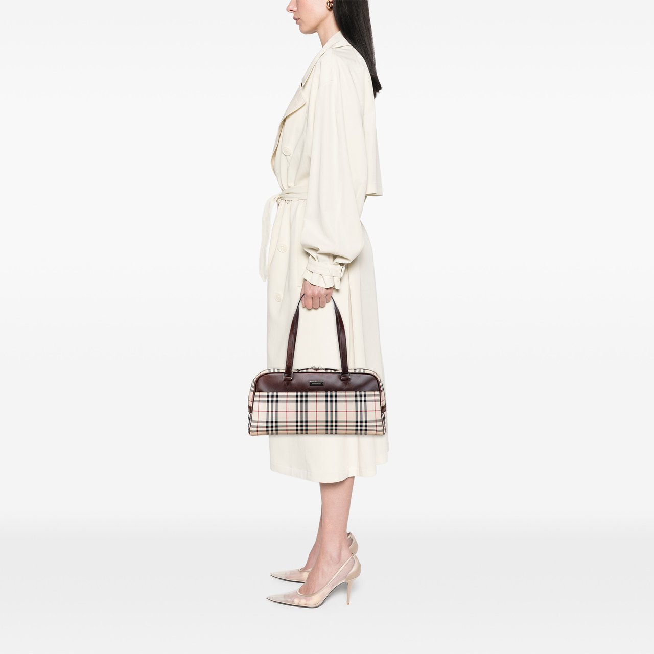 Burberry House Check Canvas Shoulder Bag Bruin