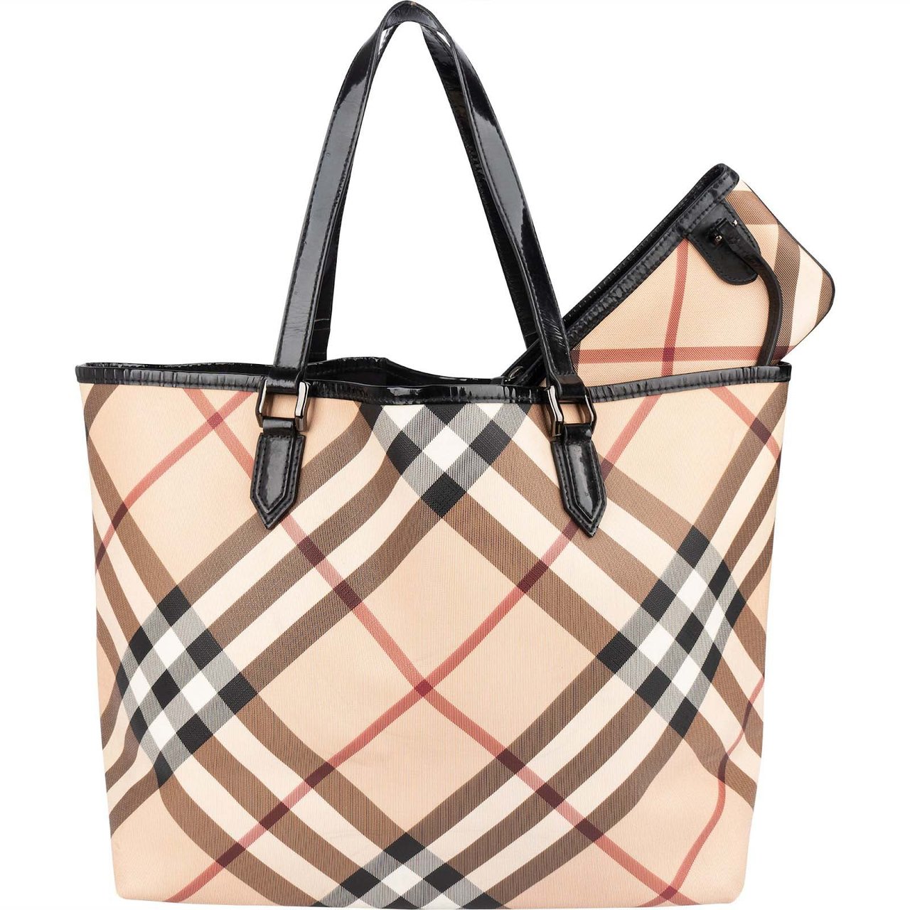Burberry Burberry Nova-Check Monogram Tote Shoulder Bag Beige