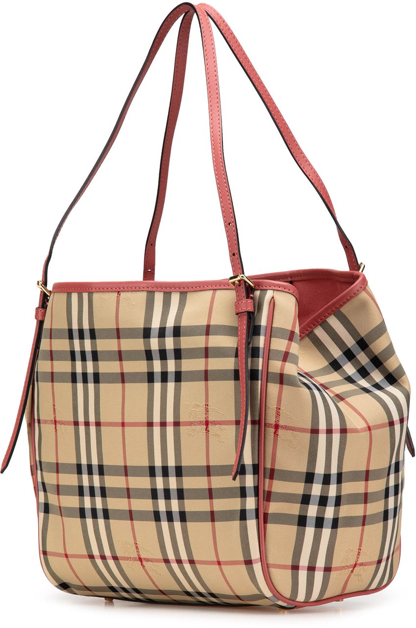 Burberry Small Haymarket Check Coated Canvas Canterbury Tote Bruin