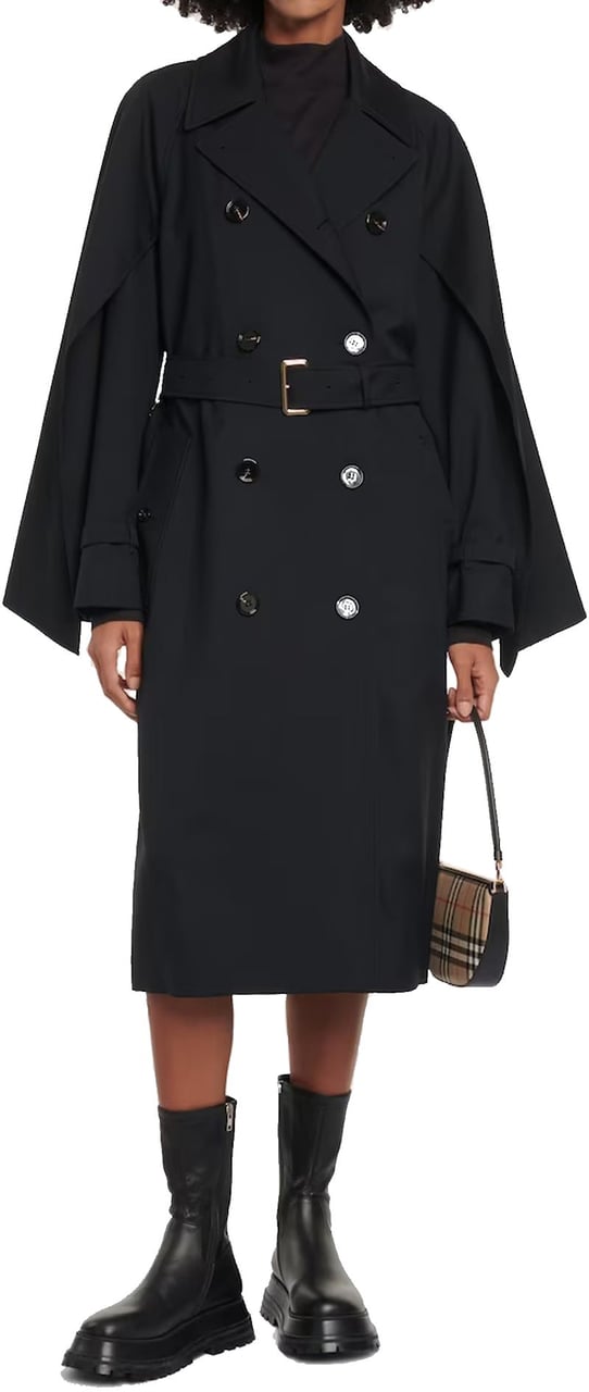 Burberry Blend Wool Trench Coat Zwart