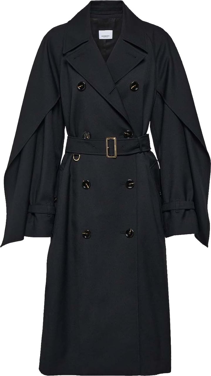Burberry Blend Wool Trench Coat Zwart