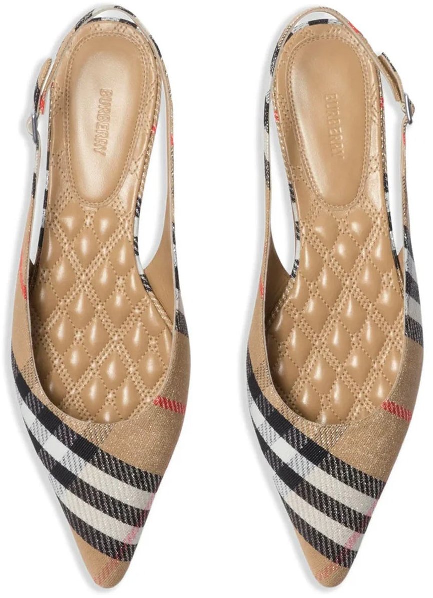 Burberry Check Birdie Slingback Ballerina Flats Bruin