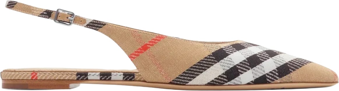 Burberry Check Birdie Slingback Ballerina Flats Bruin