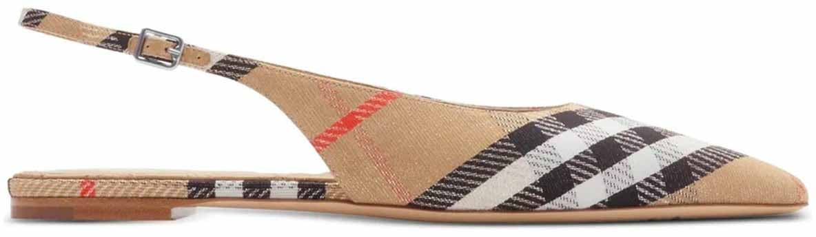 Burberry Check Birdie Slingback Ballerina Flats Divers