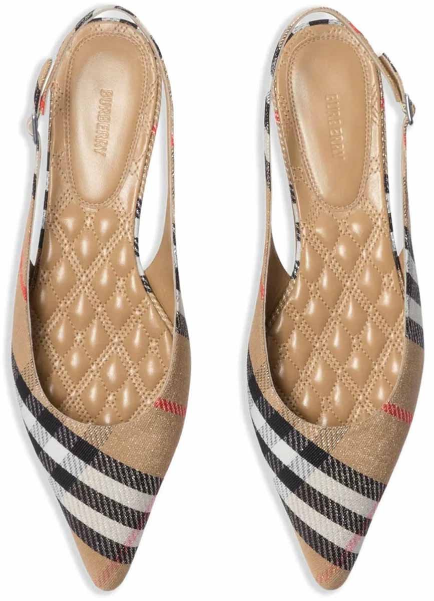 Burberry Check Birdie Slingback Ballerina Flats Divers