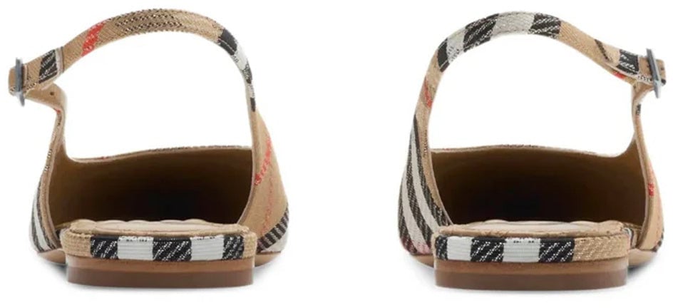 Burberry Check Birdie Slingback Ballerina Flats Bruin
