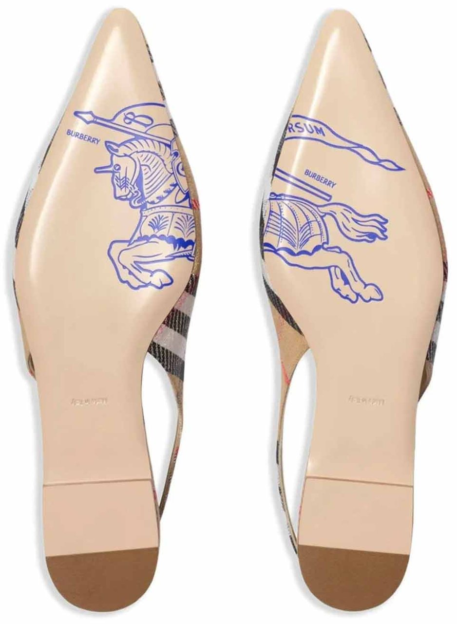 Burberry Check Birdie Slingback Ballerina Flats Divers