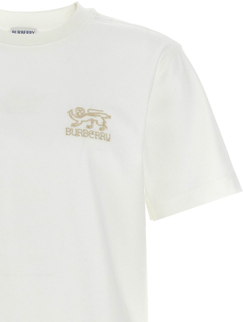 Burberry White Cotton T-Shirt Zwart