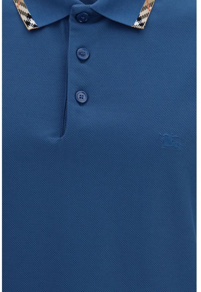 Burberry Blue Cotton Polo Shirt Blauw