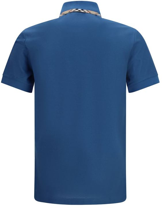 Burberry Blue Cotton Polo Shirt Blauw