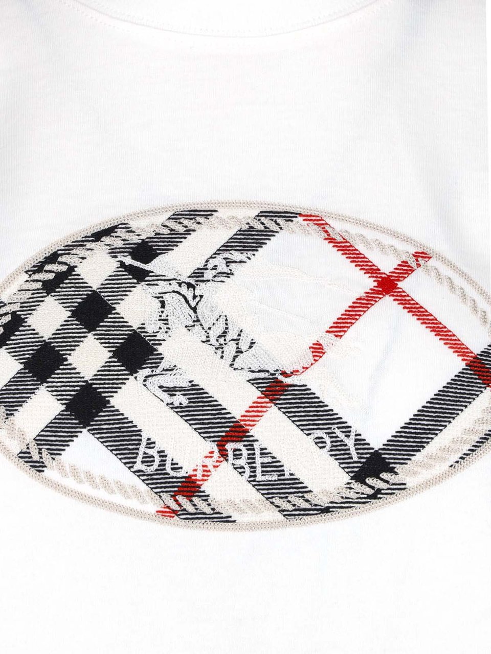 Burberry White Knight Stamp Cotton T-Shirt Wit